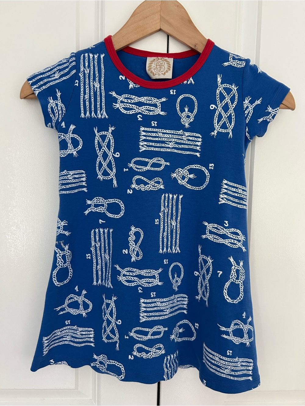 The Beaufort Bonnet Company girls size 5 blue nautical knot dress Pima cotton